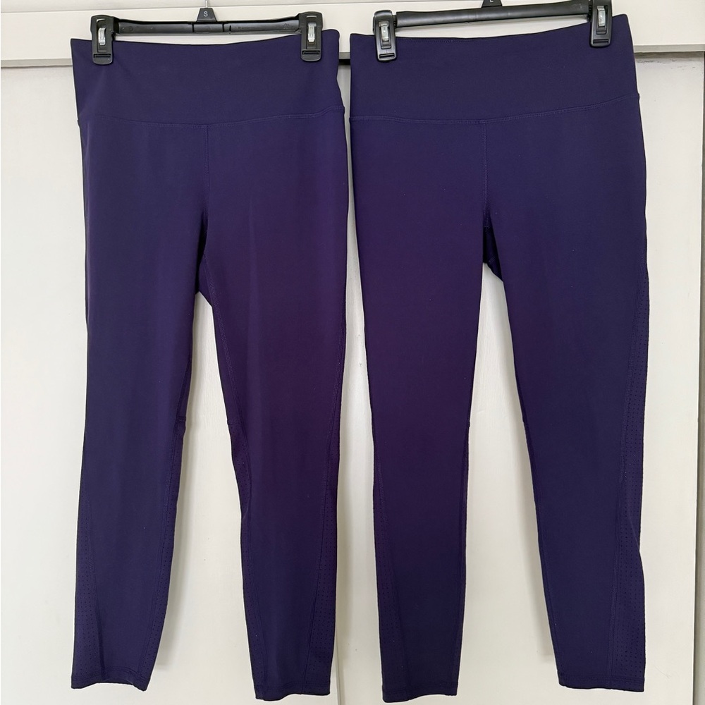 PAIR OF DSG DARK PURPLE VENTED WORKOUT LEGGINGS HIGH-RISE SIZE M - Picture 2 of 11
